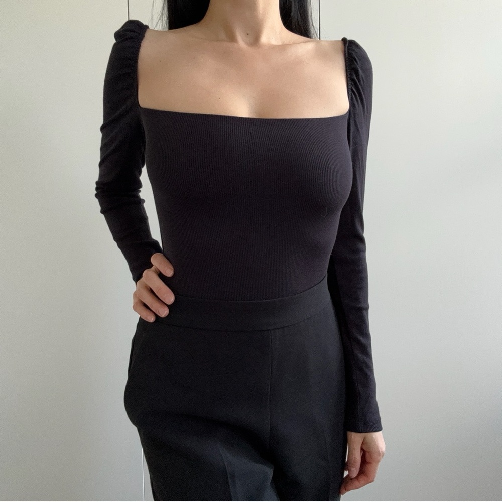 Wilfred ribbed puff shoulder long sleeve bodysuit XS